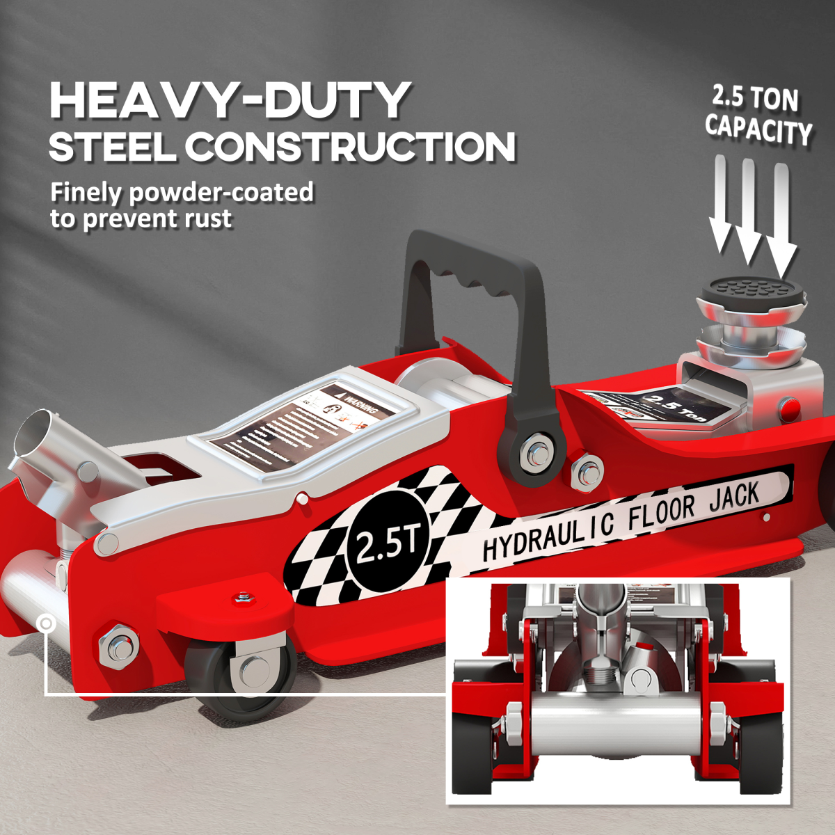 2.5T Hydraulic Low Profile Floor Jack - Versatile & Durable, Red