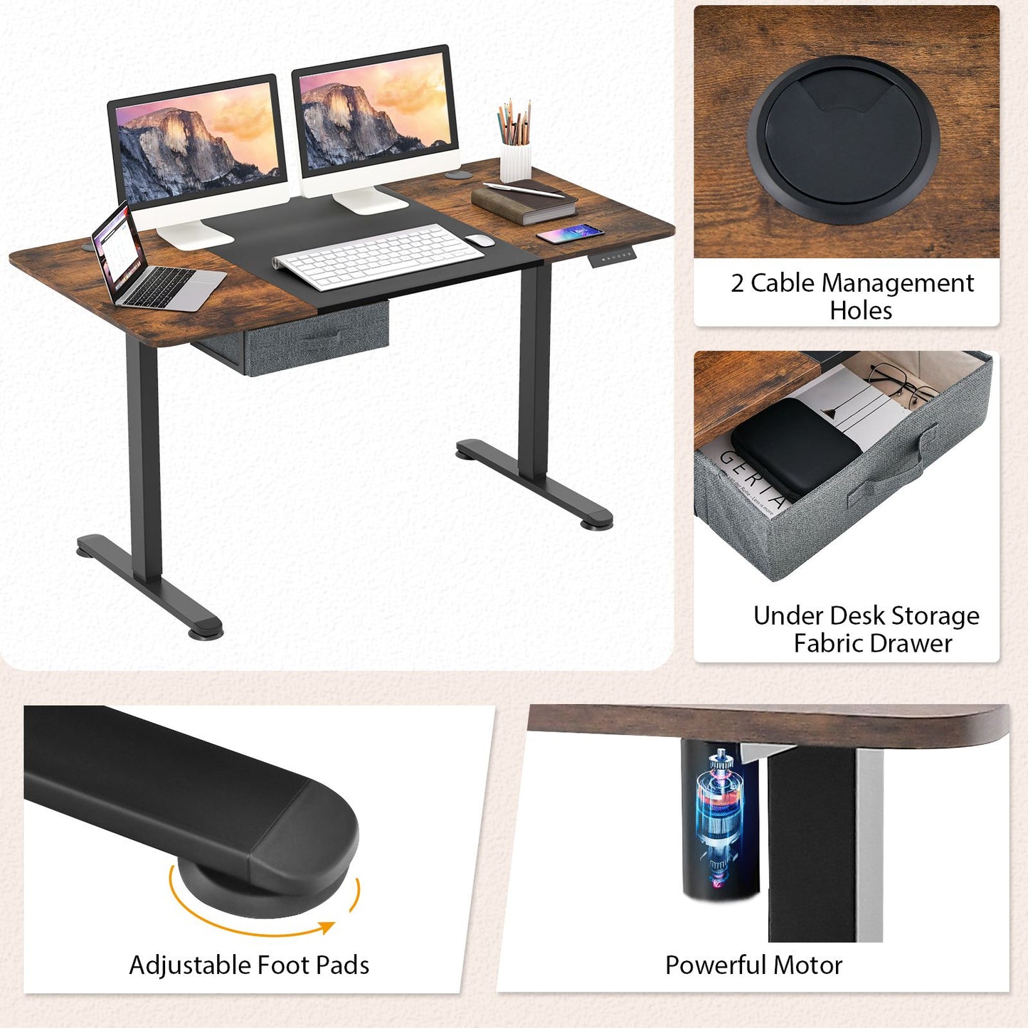 Transform Your Workspace: Electric Height Adjustable Standing Desk with USB Charging Port
