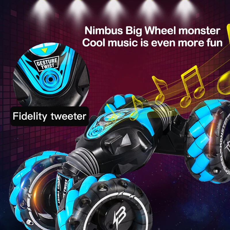 1:12 Scale 4WD RC Gesture Control Off-Road Stunt Car with Music & Lights - Perfect Gift for Boys!