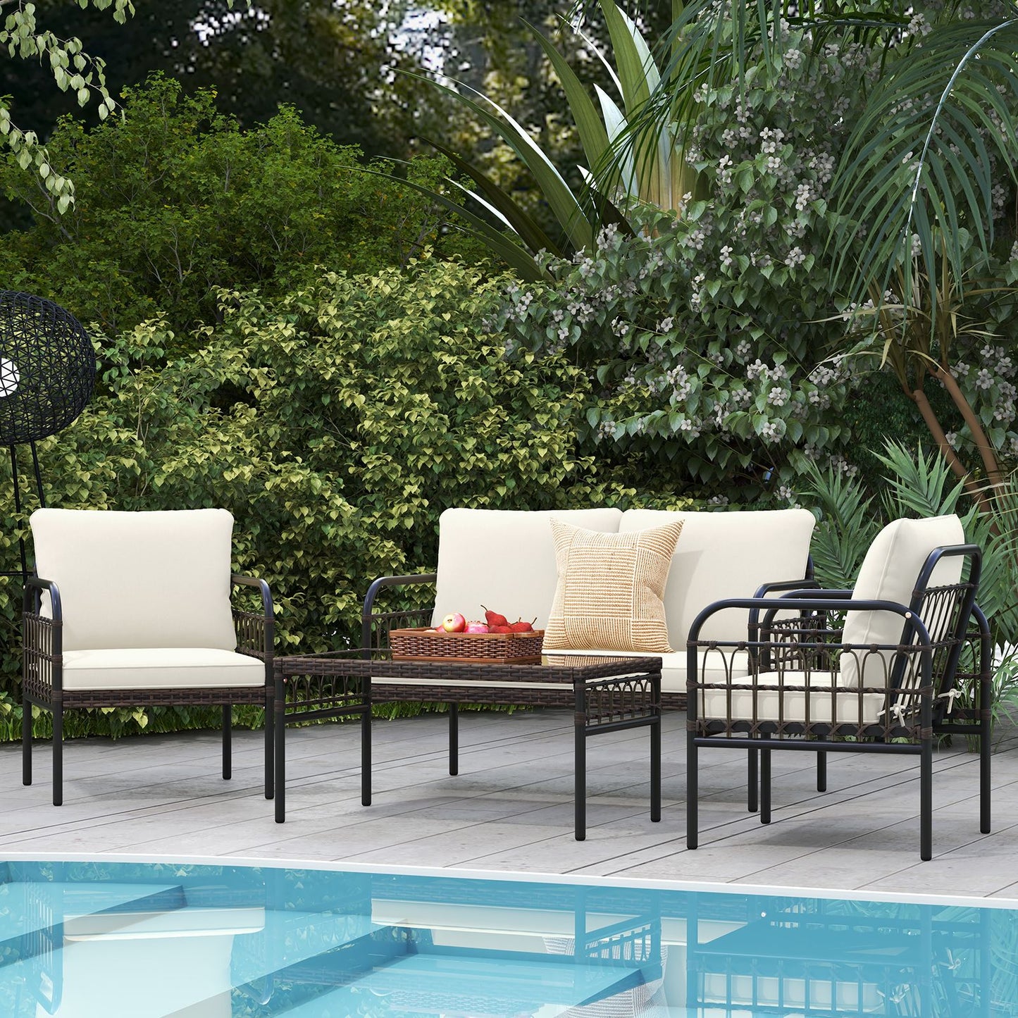 Luxurious 4-Piece Patio Furniture Set with Plush Cushions for Ultimate Comfort