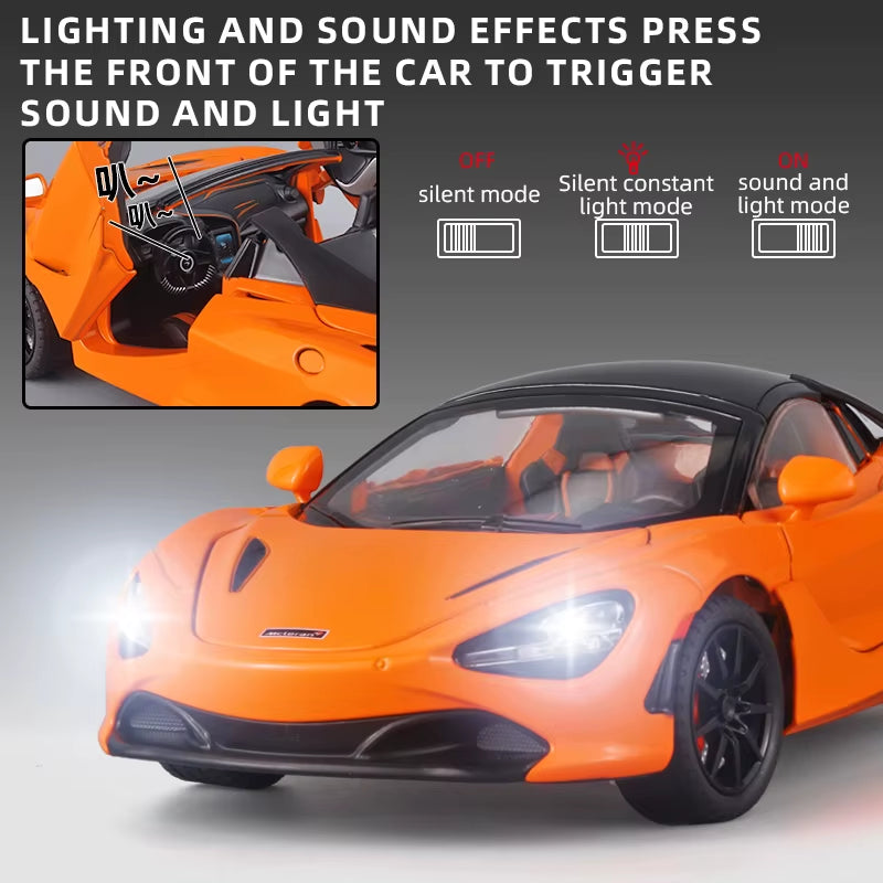 Mclaren 720S 1:24 Diecast Model Car with Sound & Light - Perfect Gift for Boyfriends and Kids!