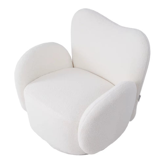 360° Upholstered Teddy Fleece Swivel Chair for Bedroom Living Room and Makeup Room