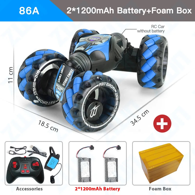 1:12 Scale 4WD RC Gesture Control Off-Road Stunt Car with Music & Lights - Perfect Gift for Boys!