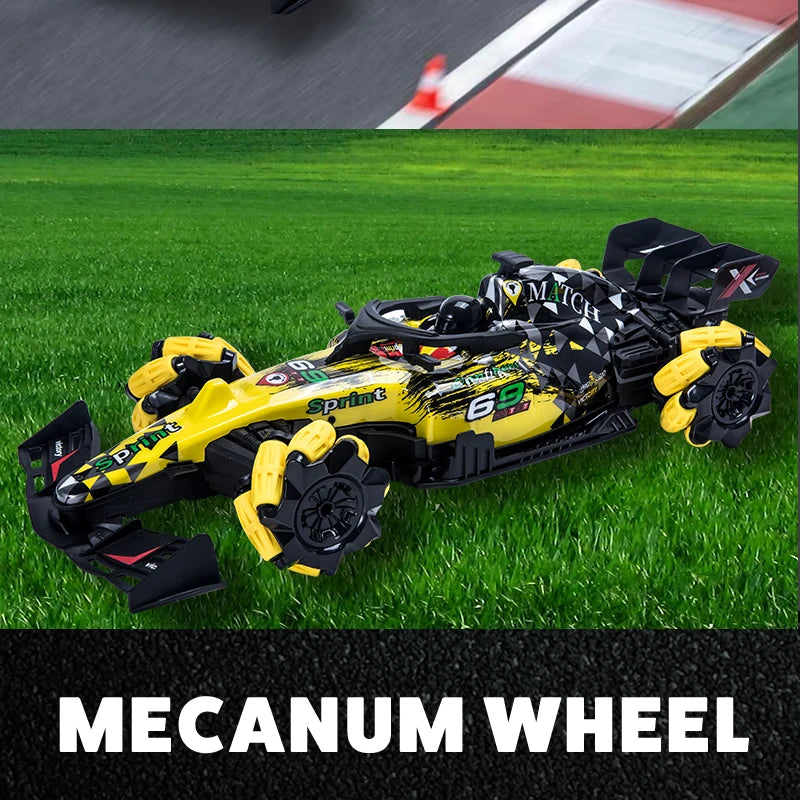 F1 RC Drift Car with LED Lights & Music - 2.4G Gesture Control Stunt Car for Kids - 4WD Electric Fun!