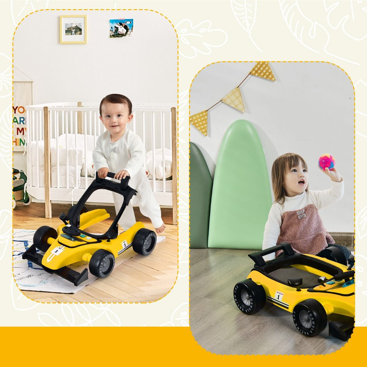 Versatile 4-In-1 Baby Push Walker - Adjustable Height & Speed for Growing Toddlers