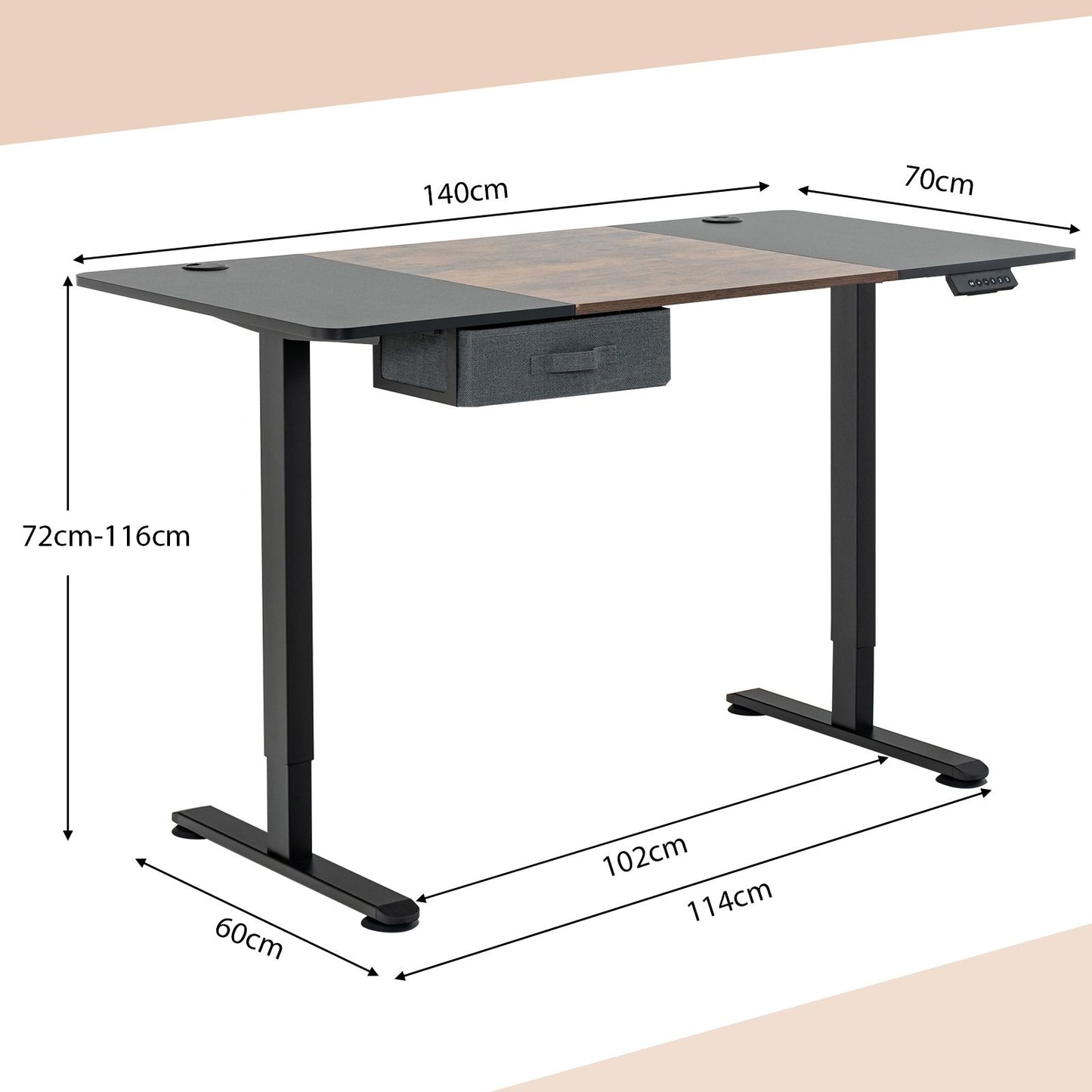 Transform Your Workspace: Electric Height Adjustable Standing Desk with USB Charging Port