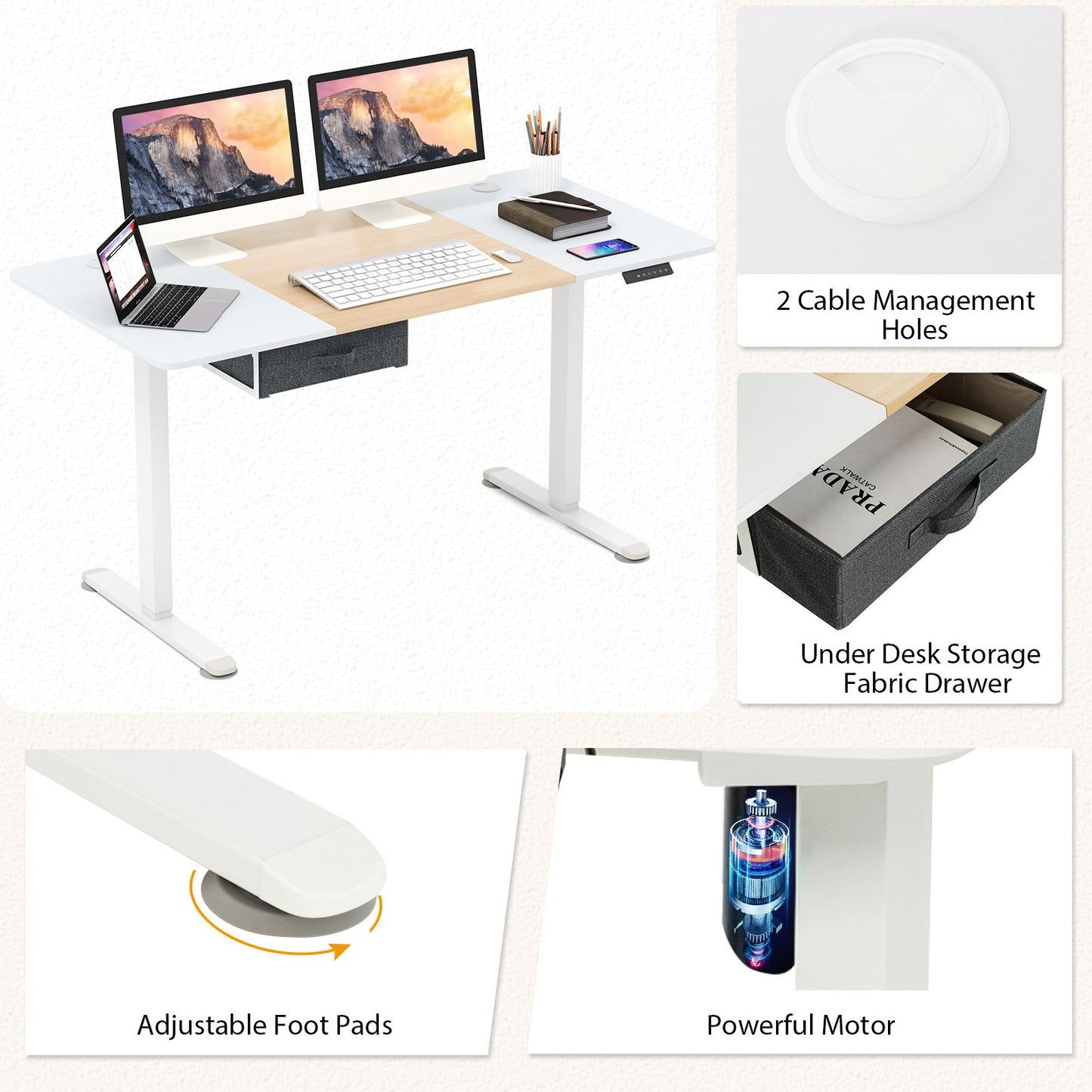 Transform Your Workspace: Electric Height Adjustable Standing Desk with USB Charging Port