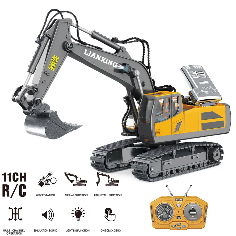 1:24 Scale 9CH Remote Control Alloy Dump Truck - Heavy Excavator Fun!