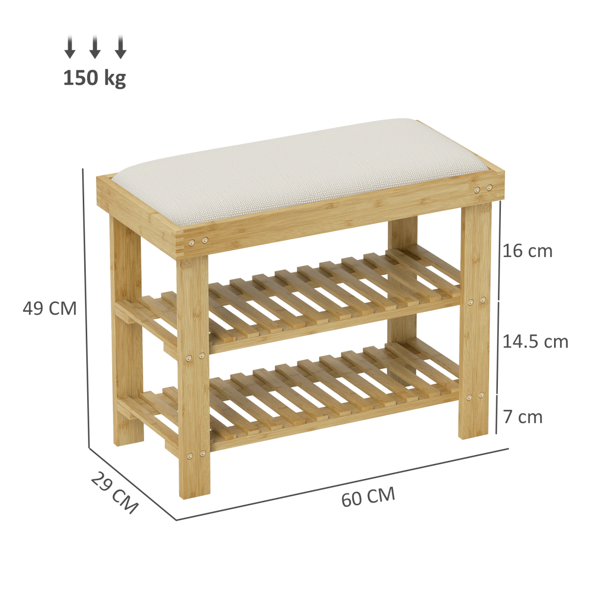 Bamboo 3-Tier Shoe Storage Bench: Stylish Entryway Organizer