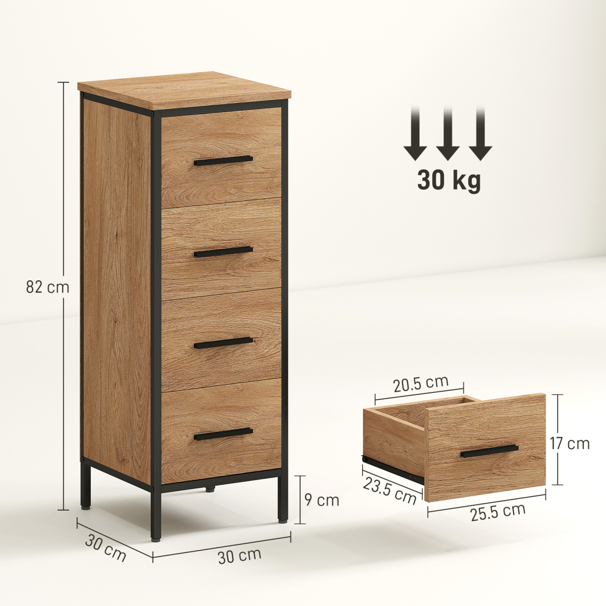 Slim Oak Bathroom Storage Cabinet with 4 Drawers – Space-Saving Solution!