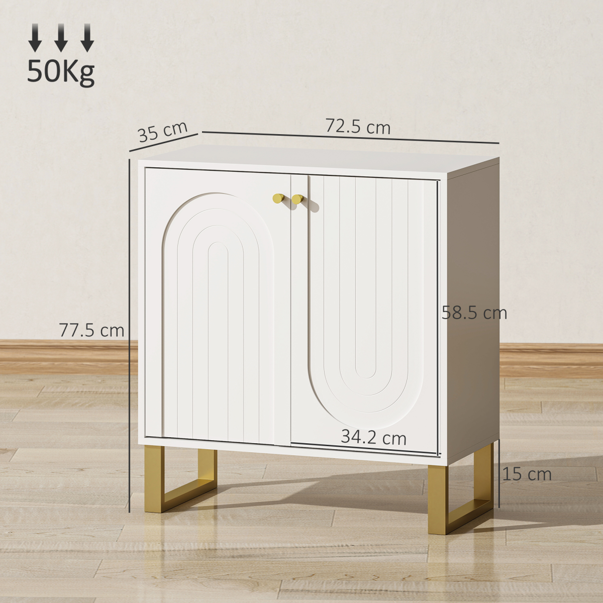 Elegant Sideboard with Adjustable Shelves & Stylish Arched Doors