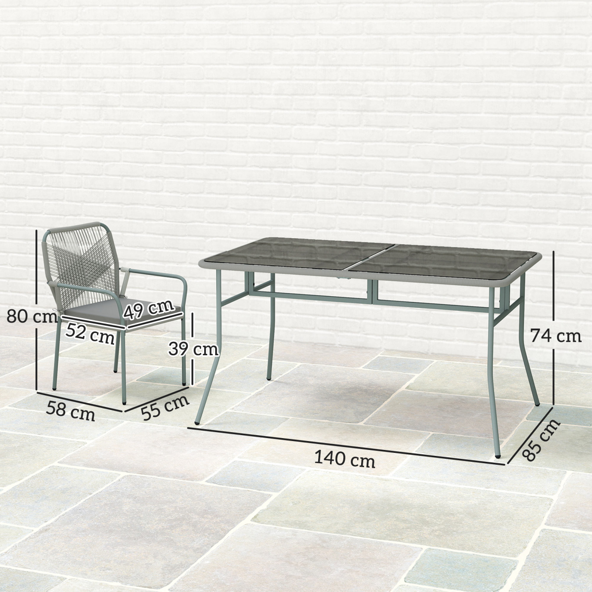 5-Piece Chic Light Grey PE Rattan Garden Dining Set with Cushions