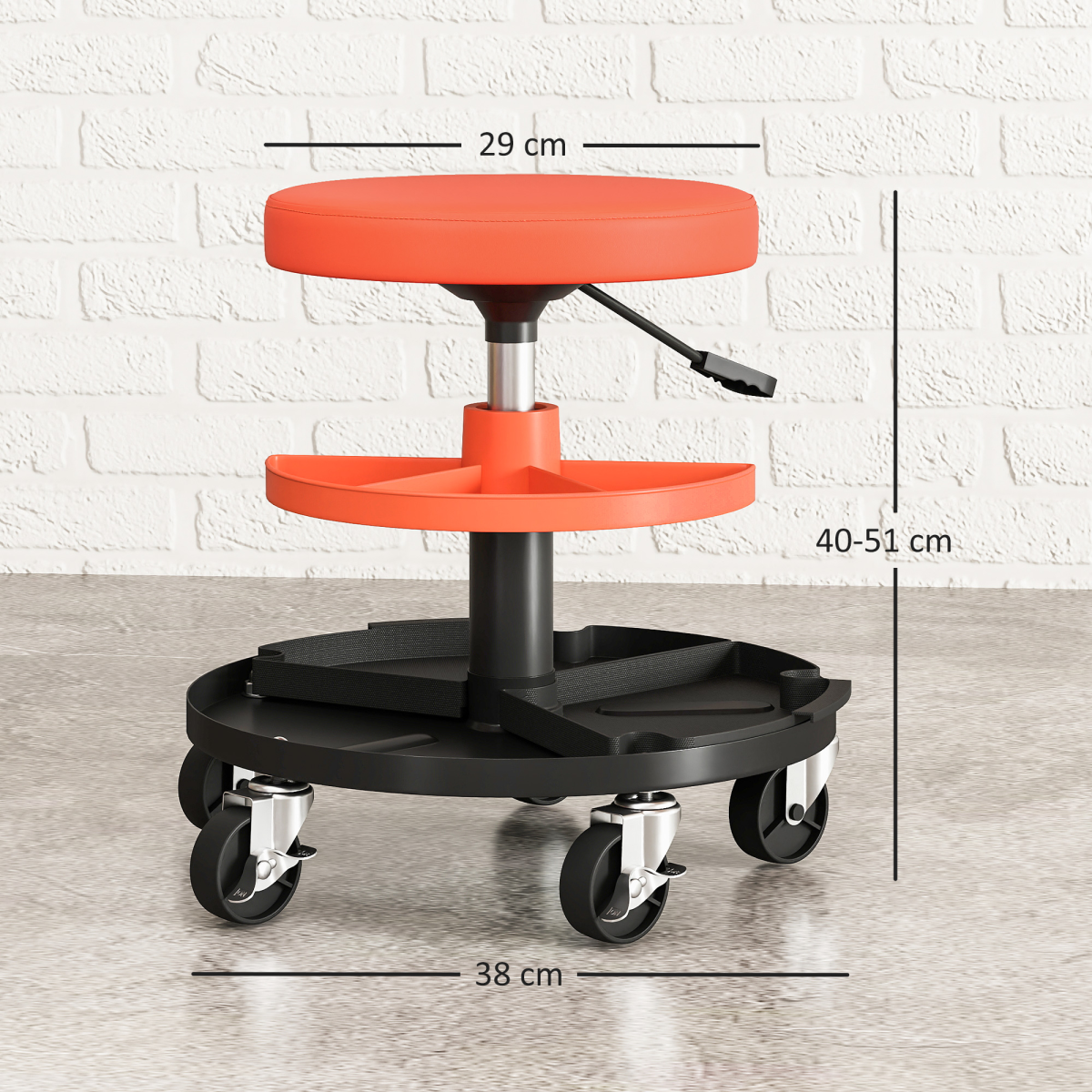 Yellow Rolling Mechanic Stool - 135kg Capacity & Pneumatic Height Adjust