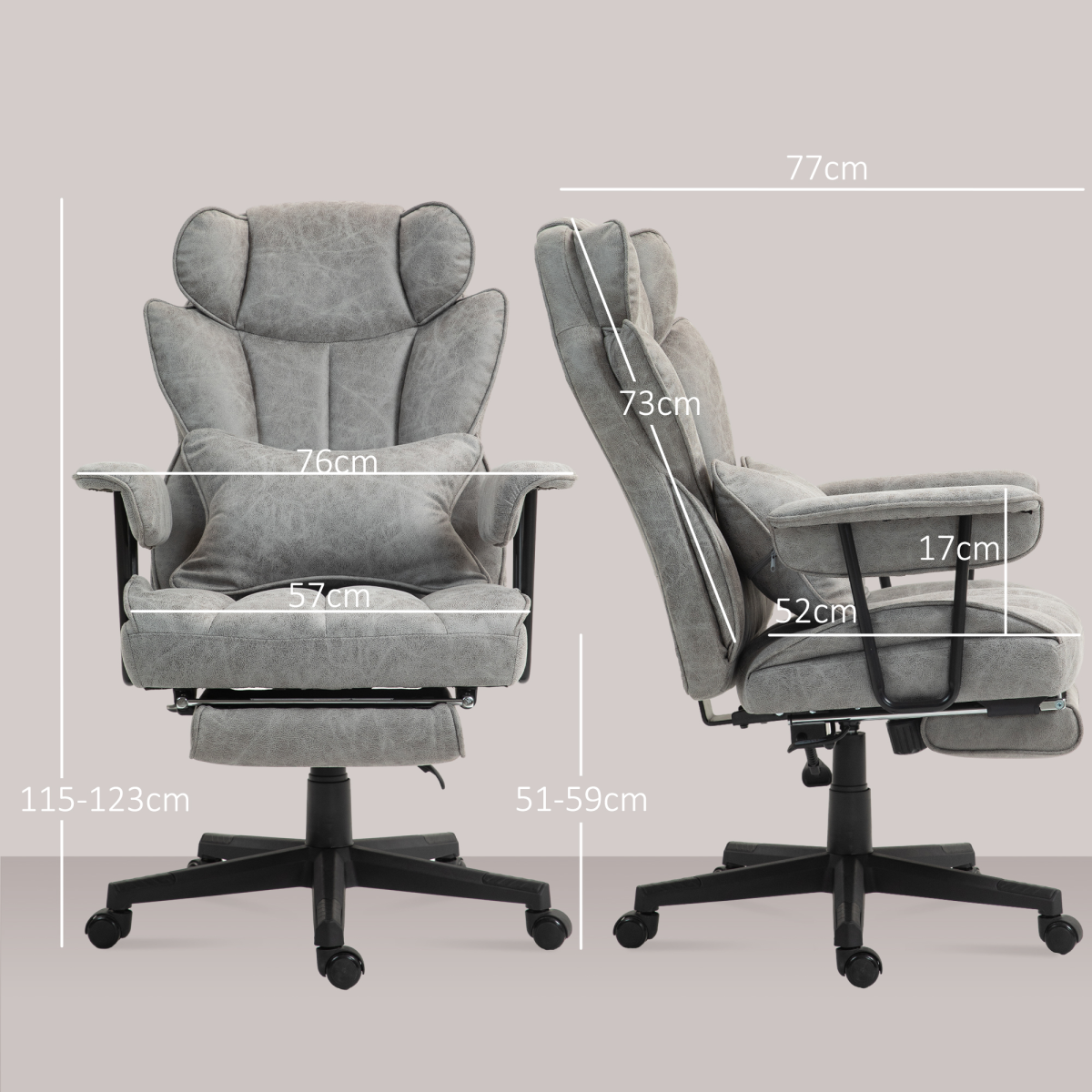 Ultimate Comfort: Heated Massage Reclining Office Chair in Grey