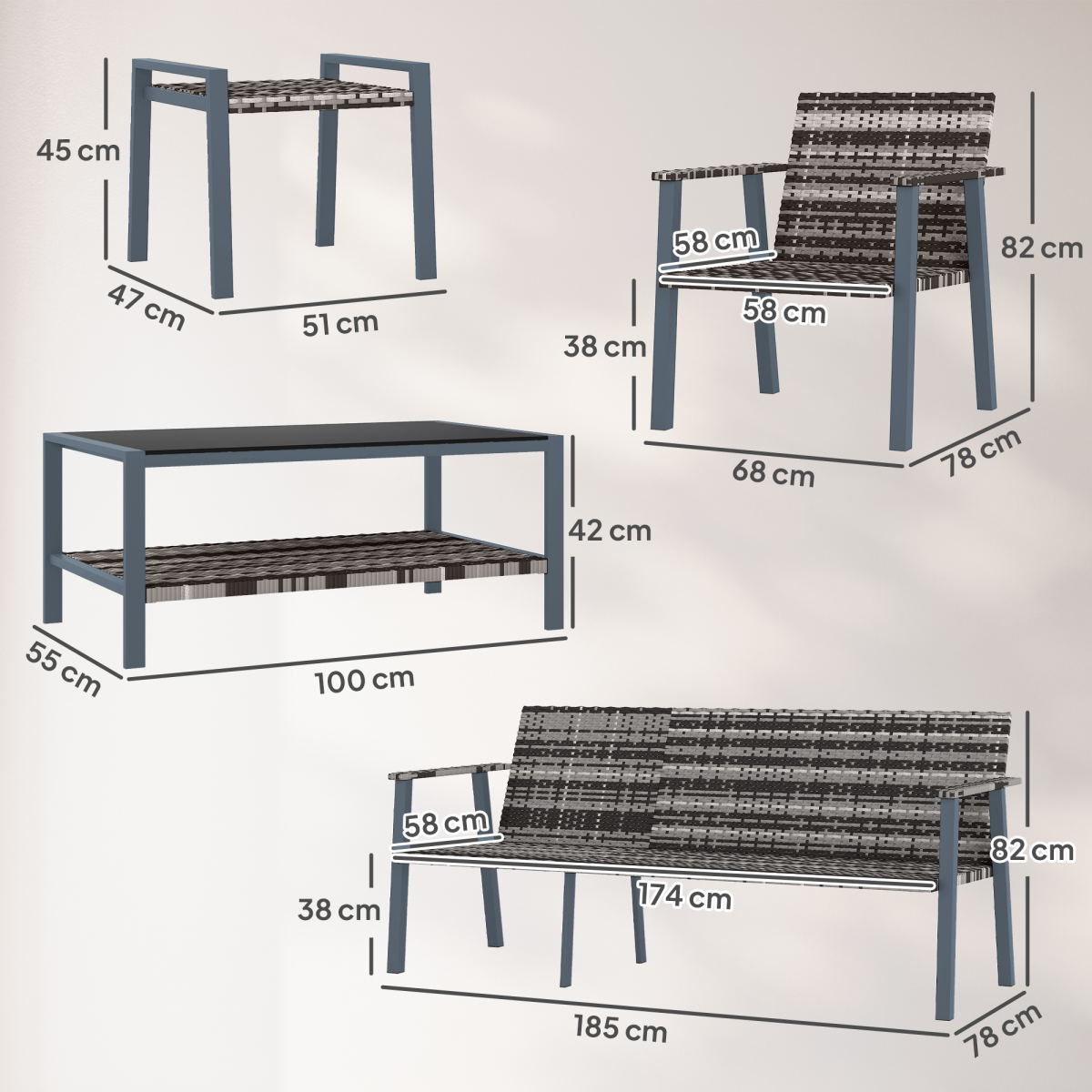 7-Seater Rattan Garden Set: Stylish Comfort with Glass Table
