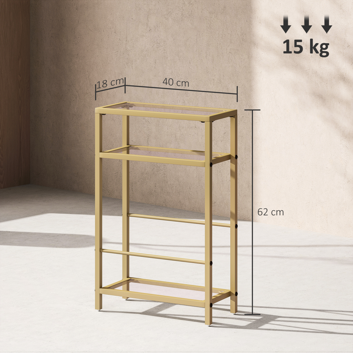 Gold Slim Side Table - Chic Tempered Glass & Stylish Steel Frame