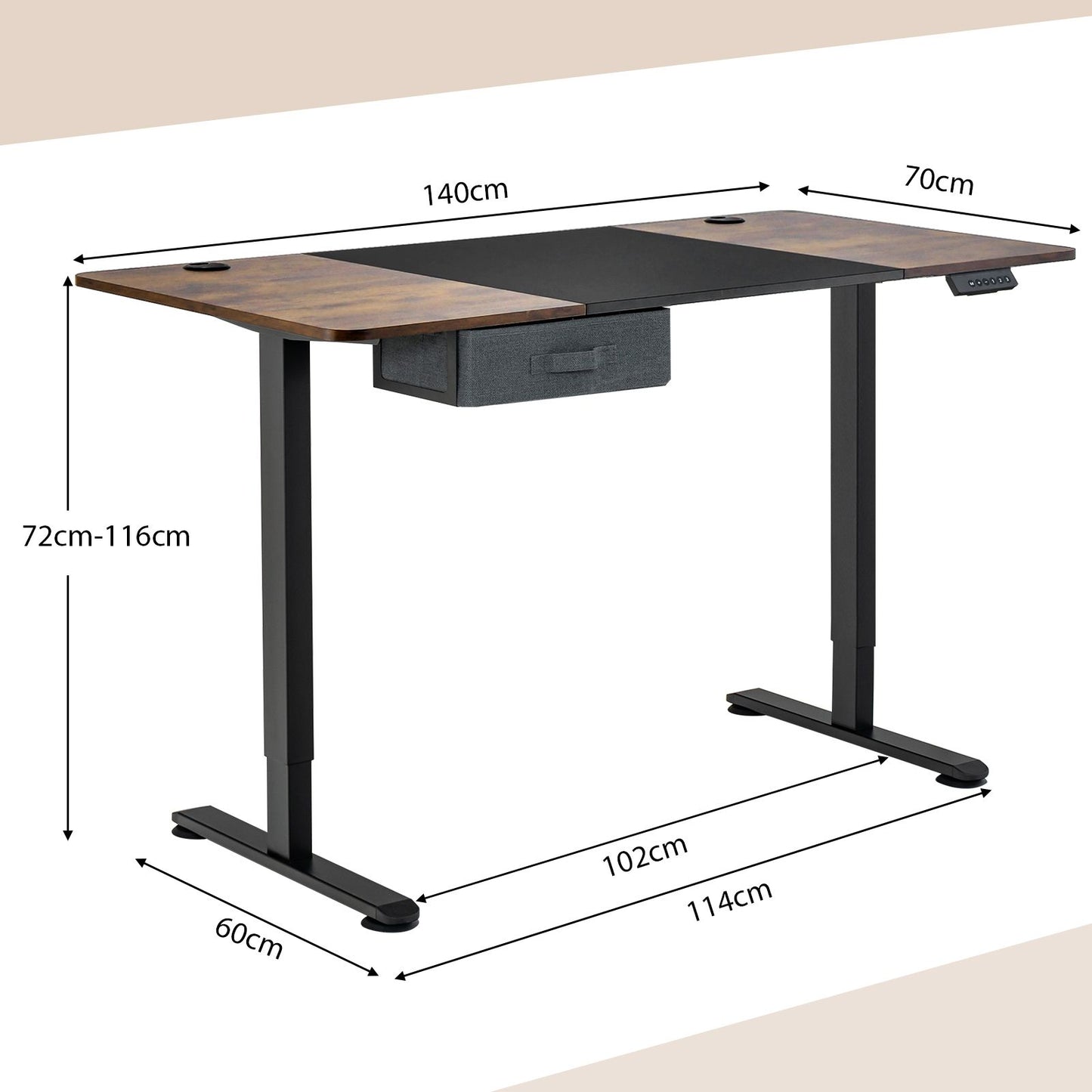 Transform Your Workspace: Electric Height Adjustable Standing Desk with USB Charging Port
