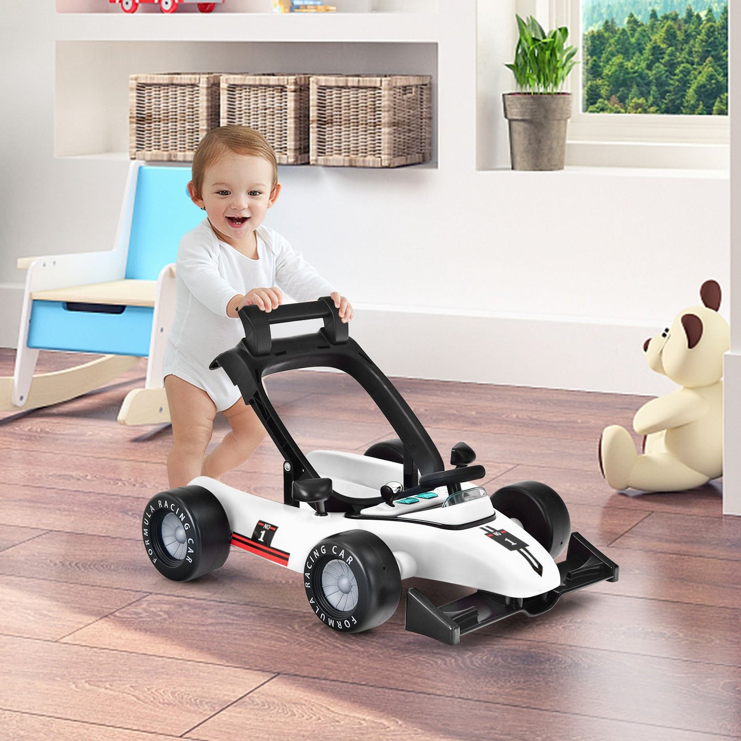Versatile 4-In-1 Baby Push Walker - Adjustable Height & Speed for Growing Toddlers