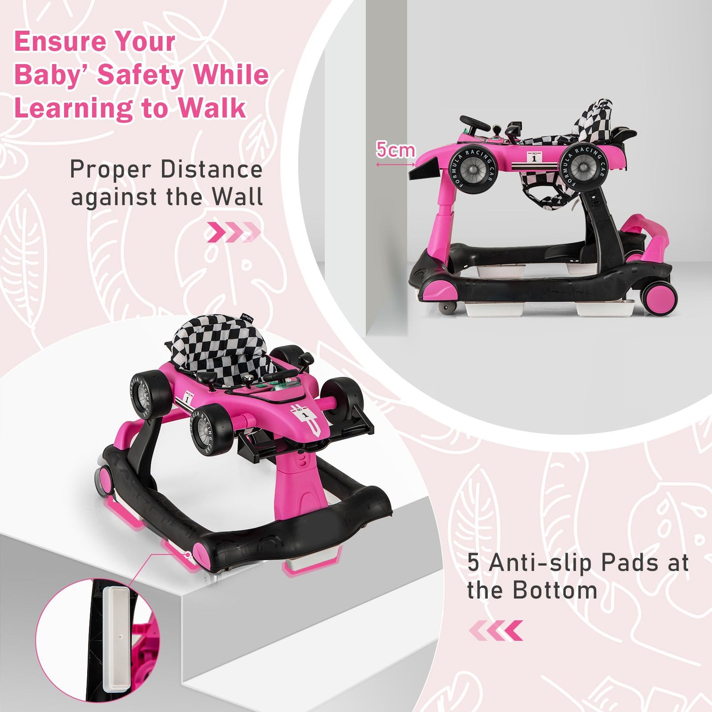 Versatile 4-In-1 Baby Push Walker - Adjustable Height & Speed for Growing Toddlers
