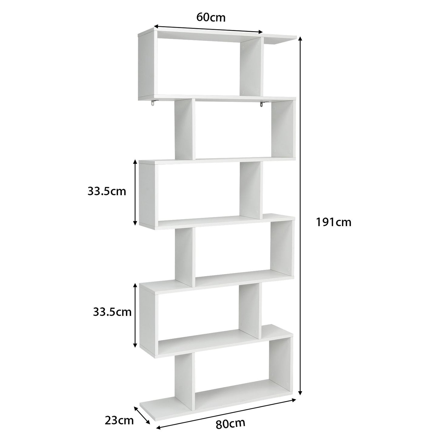 Stylish 6-Tier S-Shaped Wooden Industrial Bookshelf - Perfect for Home or Office Decor