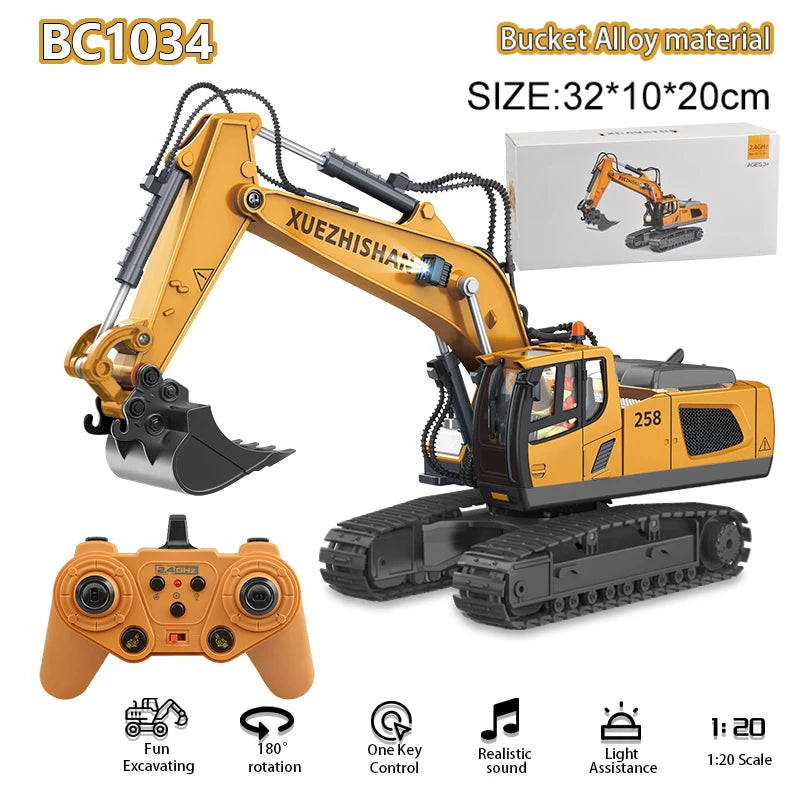 1:24 Scale 9CH Remote Control Alloy Dump Truck - Heavy Excavator Fun!
