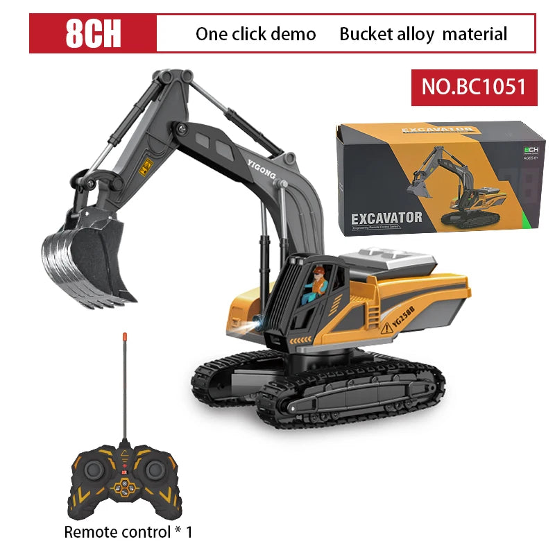 1:24 Scale 9CH Remote Control Alloy Dump Truck - Heavy Excavator Fun!