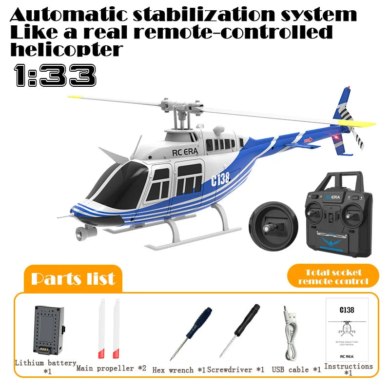 Experience the Thrill of Flight with the RC ERA C138 1:36 Remote Control Bell 206 Helicopter - Altitude Hold & 6-Axis Gyro Technology!