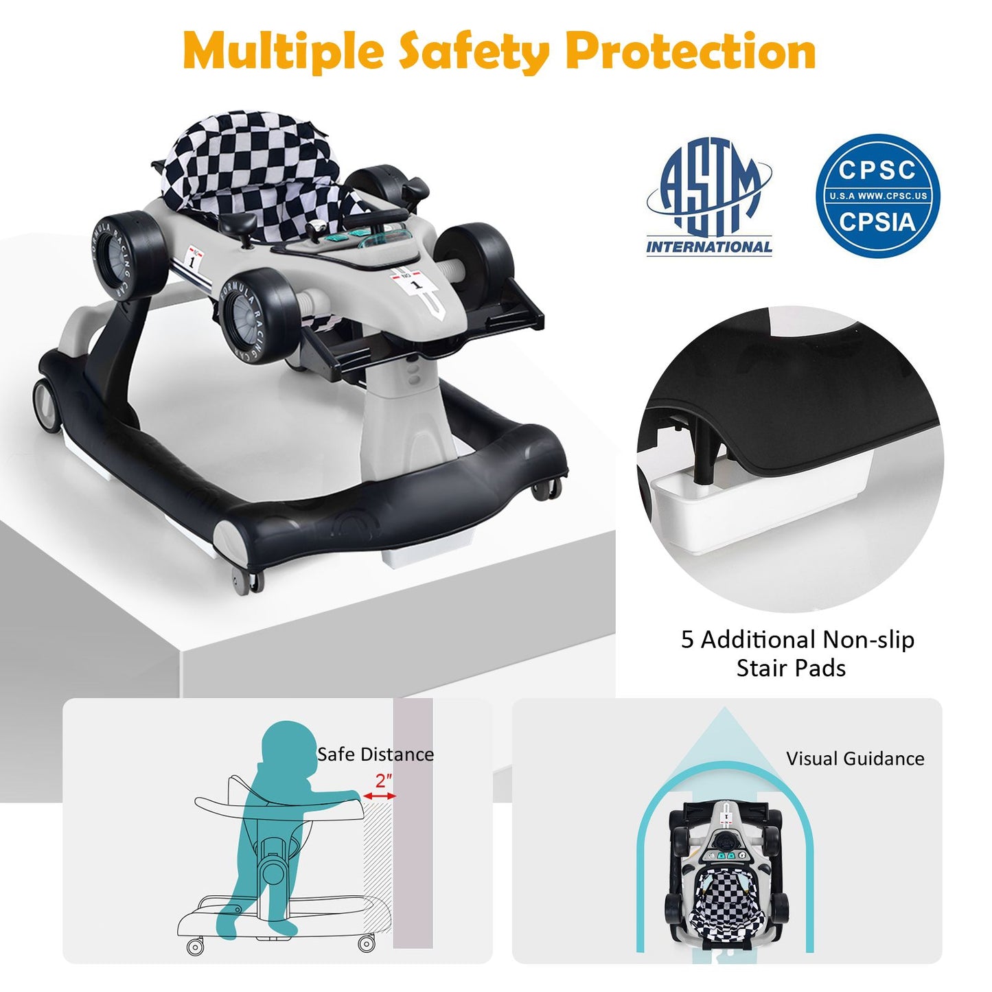 Versatile 4-In-1 Baby Push Walker - Adjustable Height & Speed for Growing Toddlers