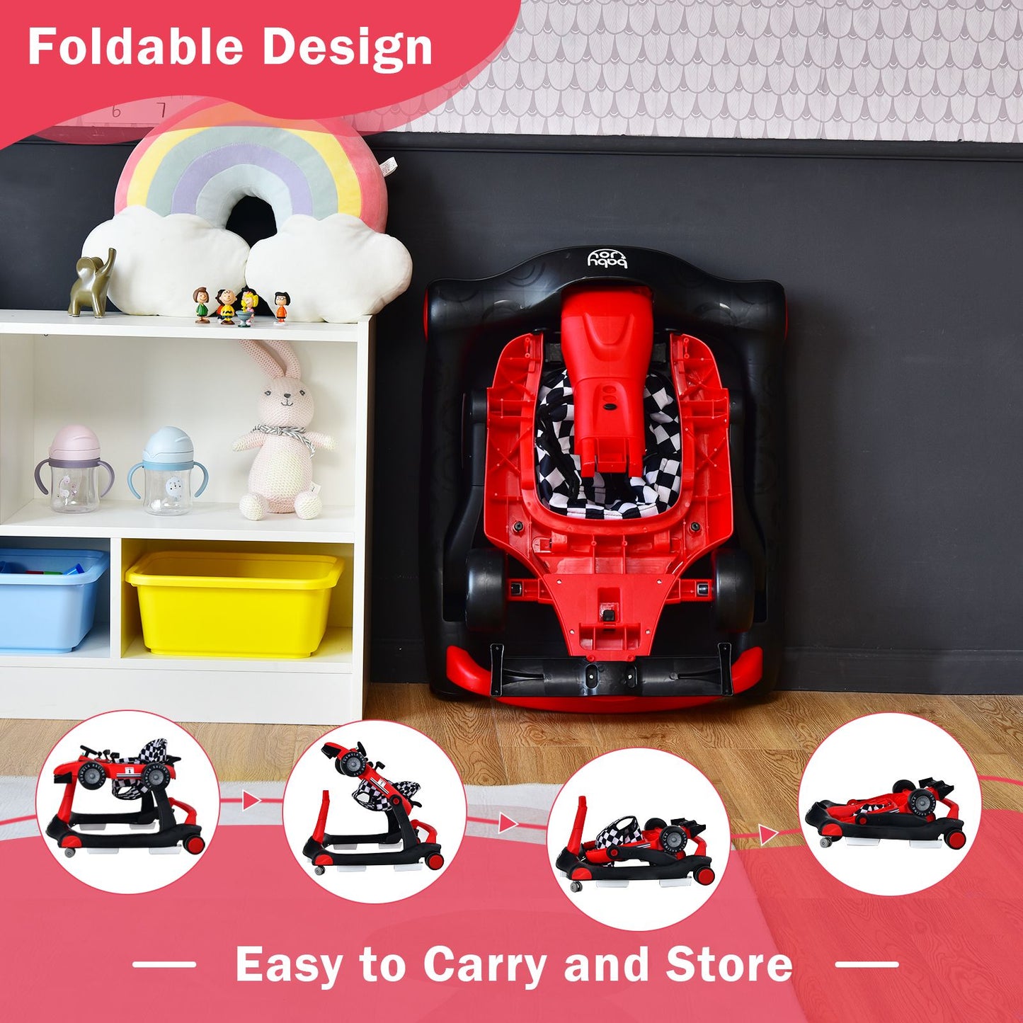 Versatile 4-In-1 Baby Push Walker - Adjustable Height & Speed for Growing Toddlers