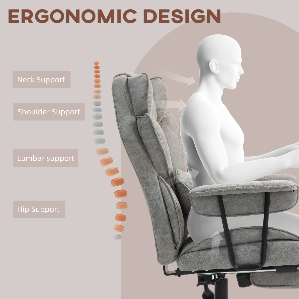 Ultimate Comfort: Heated Massage Reclining Office Chair in Grey