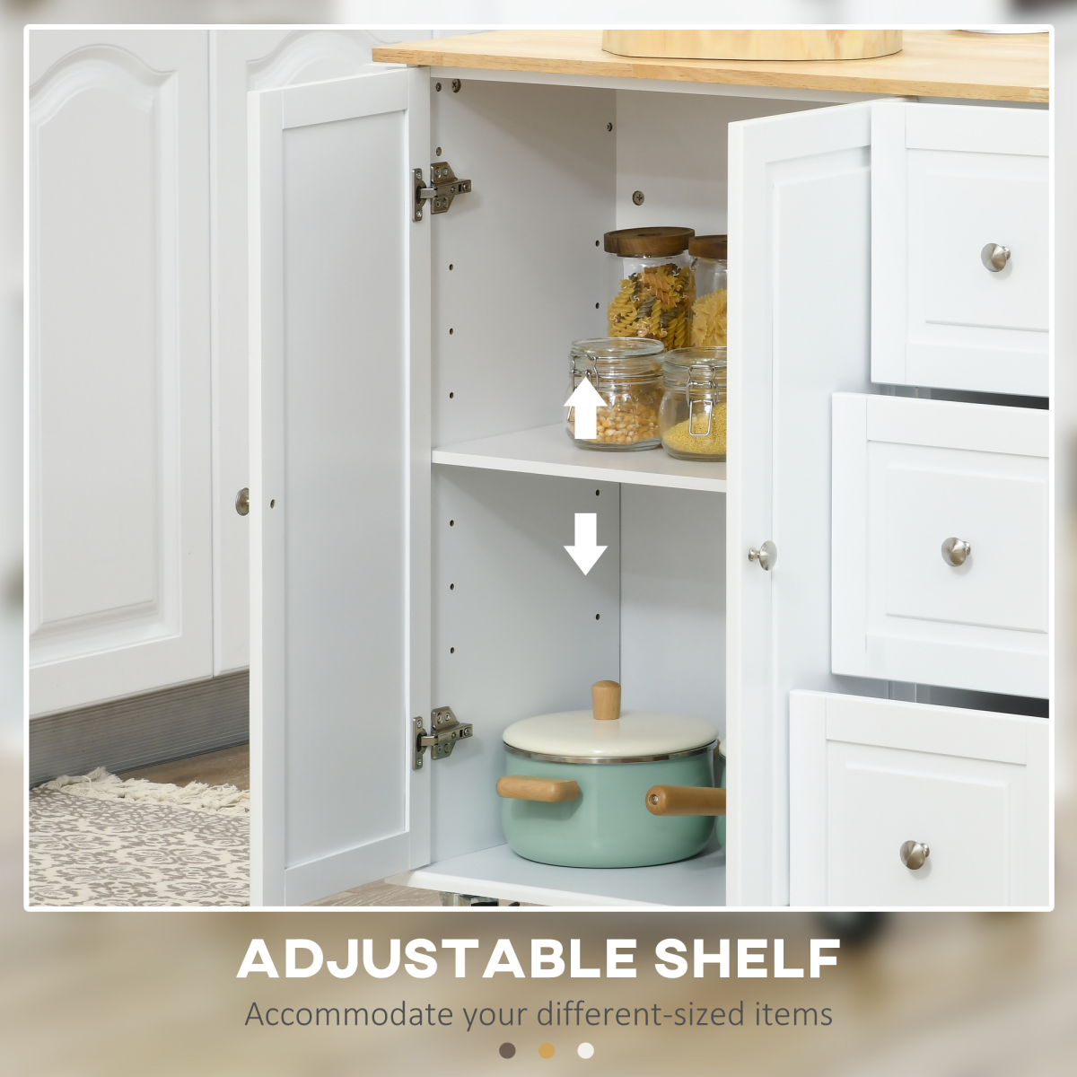 Versatile Rolling Kitchen Island Cart with Drop Leaf & Ample Storage