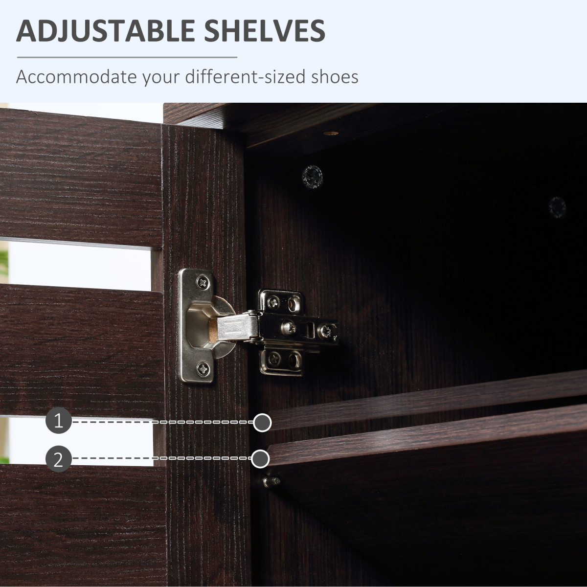 Elegant Shoe Cabinet - 15-Pair Capacity with Adjustable Shelves & Slatted Doors