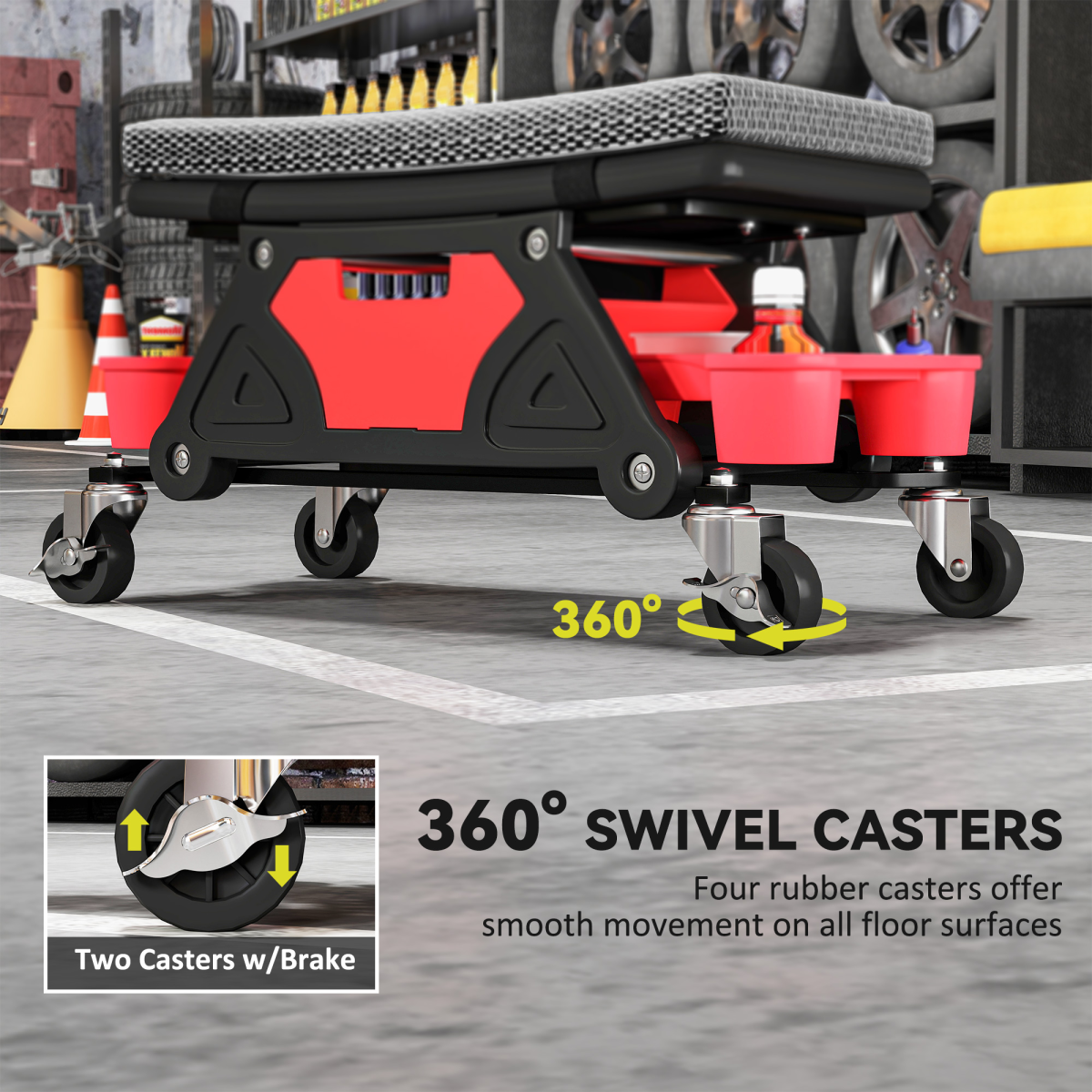 Ultimate Mechanic Rolling Stool - 135kg Capacity, Tool Organizer, Comfort!