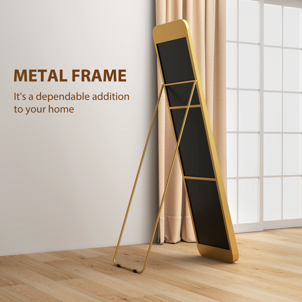 Stylish Full Length Gold-Tone Mirror - 40x160 cm, Elegant & Safe!