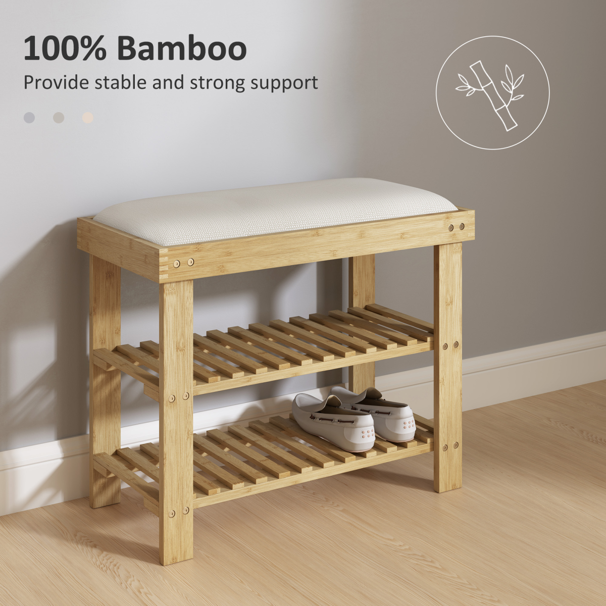 Bamboo 3-Tier Shoe Storage Bench: Stylish Entryway Organizer