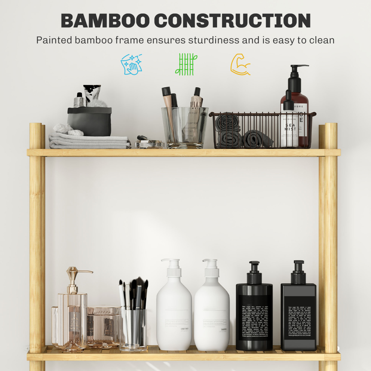 Maximize Space: Bamboo Over Toilet Storage Unit with 3 Shelves