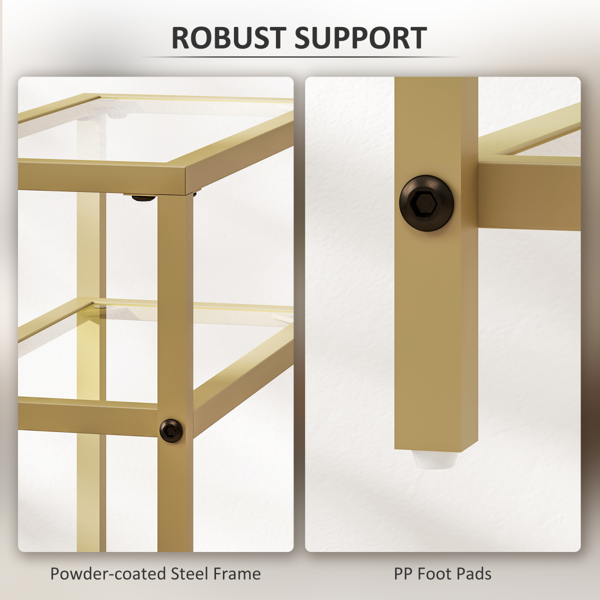 Gold Slim Side Table - Chic Tempered Glass & Stylish Steel Frame