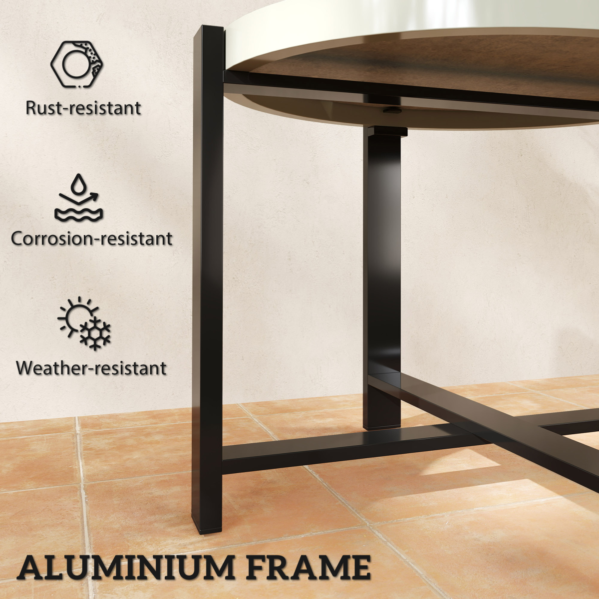 Chic Faux Marble Garden End Table - Modern Light Grey Design