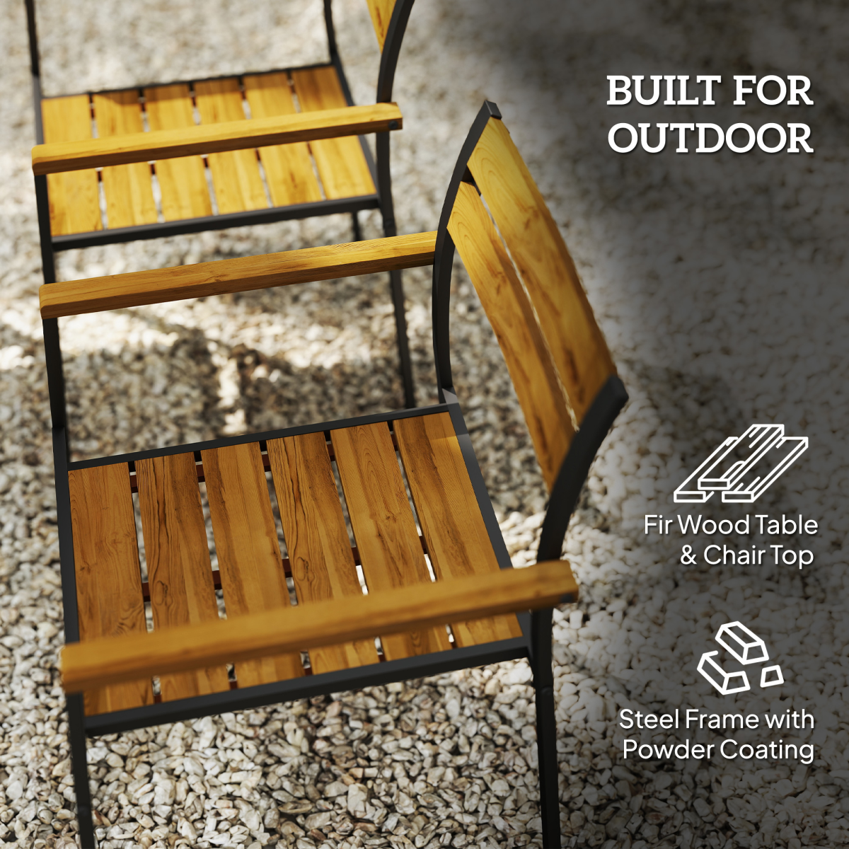 Chic 7-Piece Garden Dining Set: Table & 6 Stacking Chairs, Brown