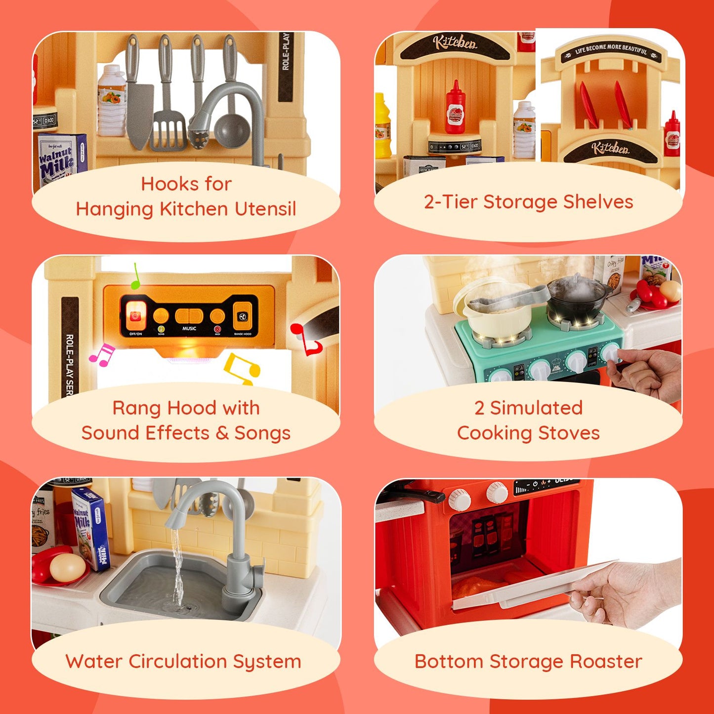 Ultimate 69-Piece Kids Kitchen Playset with Realistic Boiling and Vapor Effects!