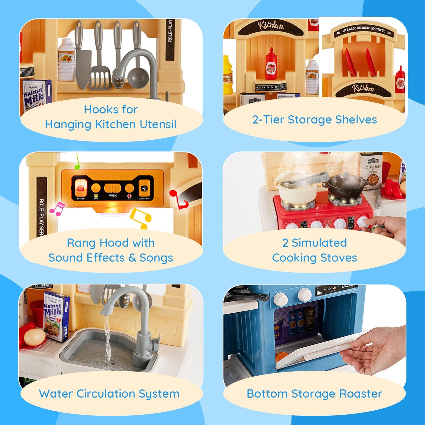 Ultimate 69-Piece Kids Kitchen Playset with Realistic Boiling and Vapor Effects!