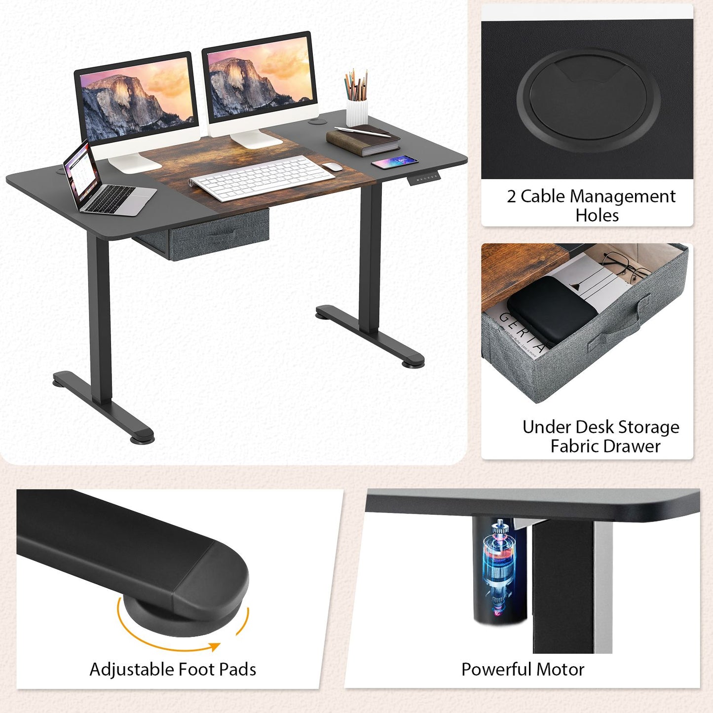 Transform Your Workspace: Electric Height Adjustable Standing Desk with USB Charging Port