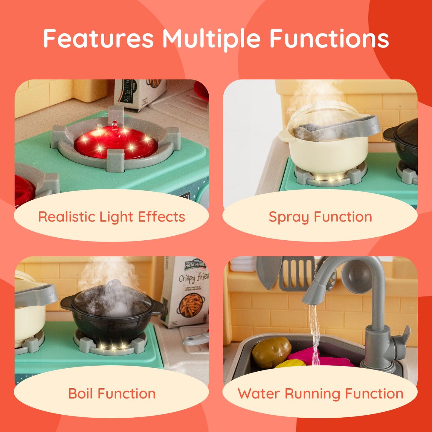Ultimate 69-Piece Kids Kitchen Playset with Realistic Boiling and Vapor Effects!