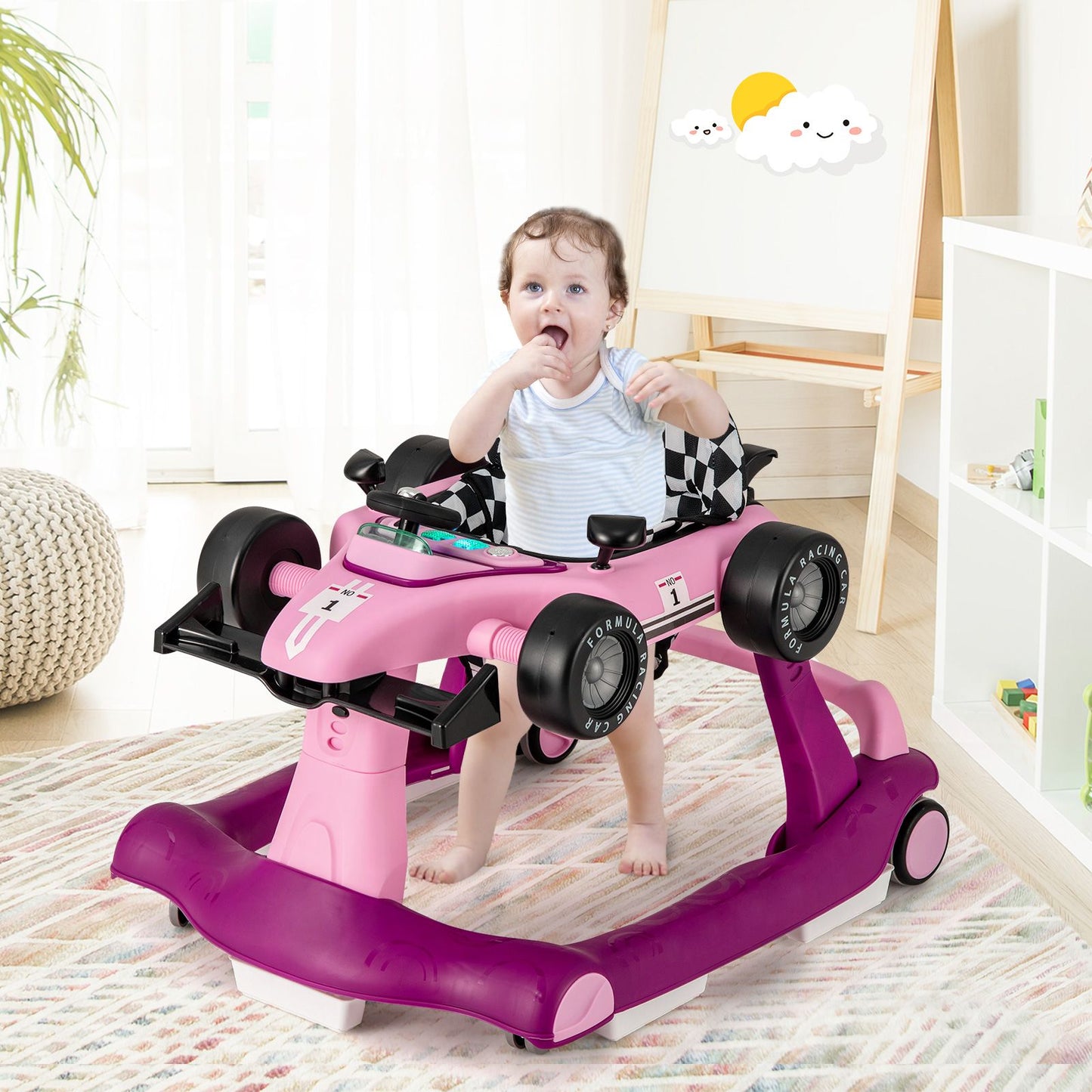 Versatile 4-In-1 Baby Push Walker - Adjustable Height & Speed for Growing Toddlers