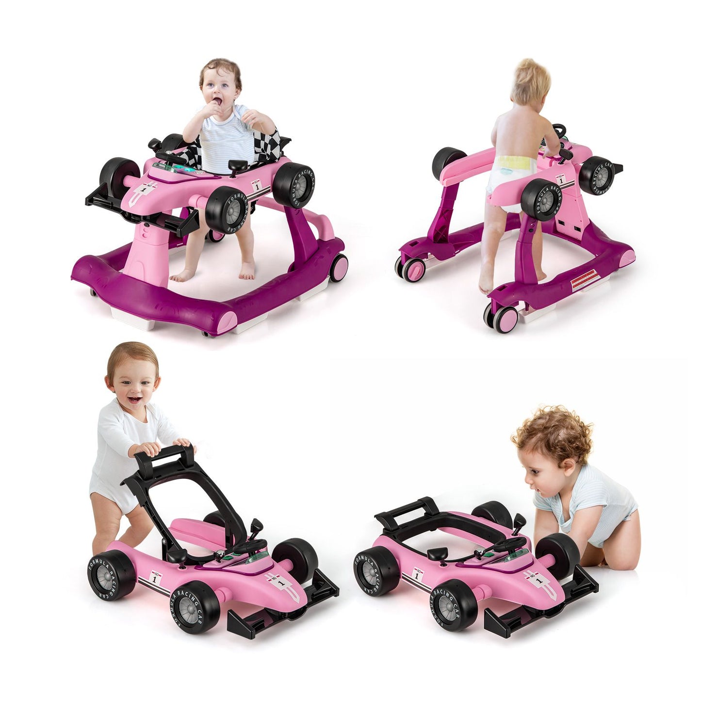 Versatile 4-In-1 Baby Push Walker - Adjustable Height & Speed for Growing Toddlers