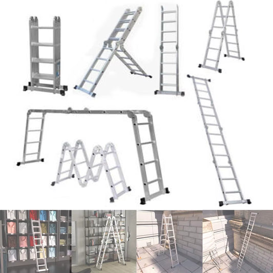 4.7M Telescopic Ladder, Multi-Purpose Extendable Aluminum Ladders, 14 in 1 Folding Adjustable Telescoping Step Ladder Portable