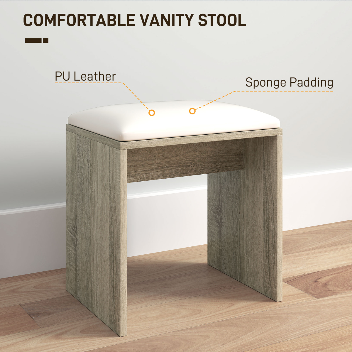 Vanity Set: Elegant Dressing Table with Mirror & Plush Stool