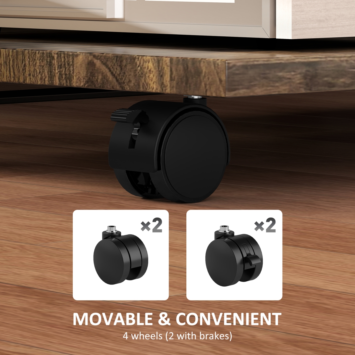 Versatile C-Shaped Side Table with Storage & Wheels for Any Room