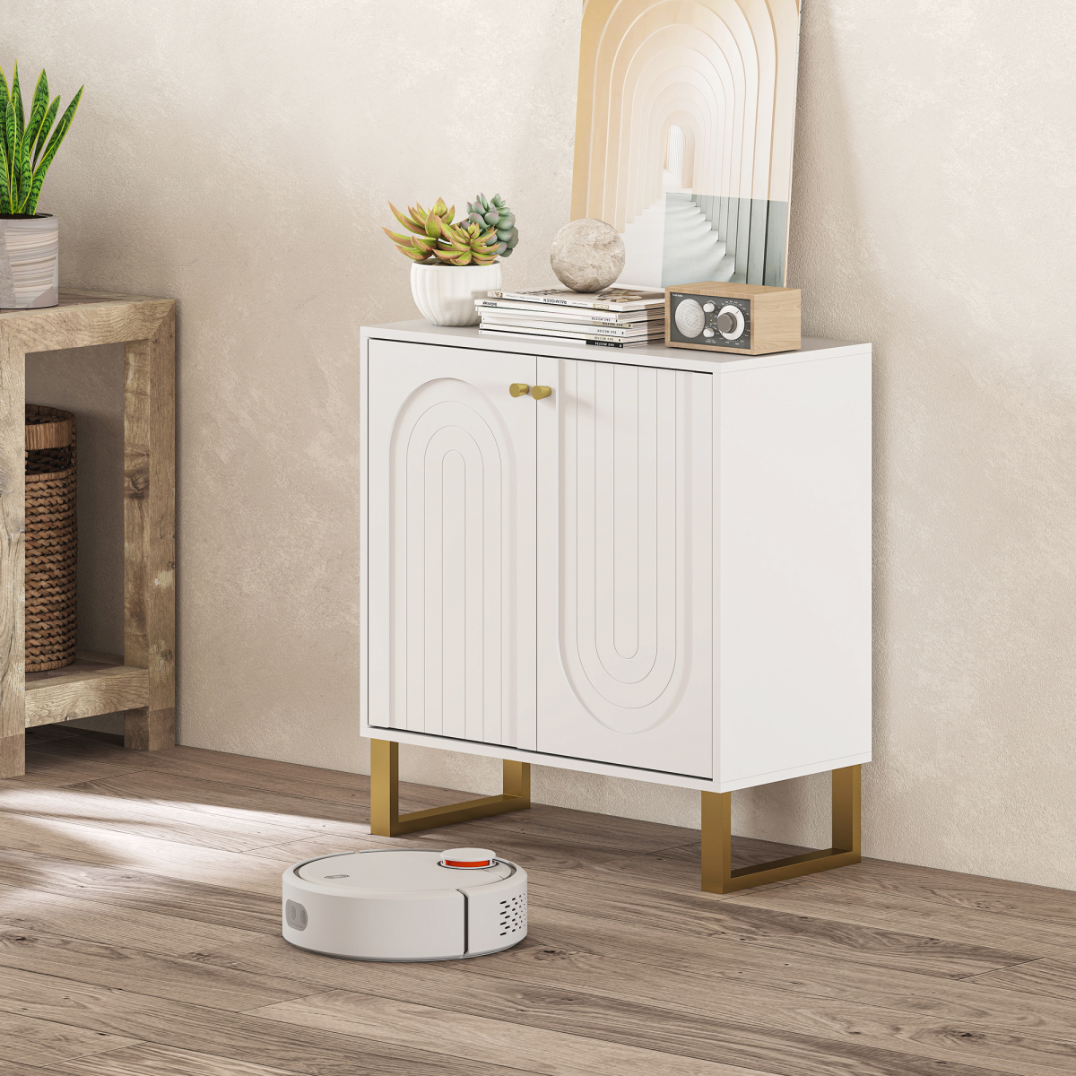 Elegant Sideboard with Adjustable Shelves & Stylish Arched Doors