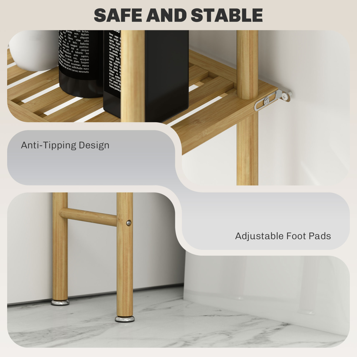 Maximize Space: Bamboo Over Toilet Storage Unit with 3 Shelves